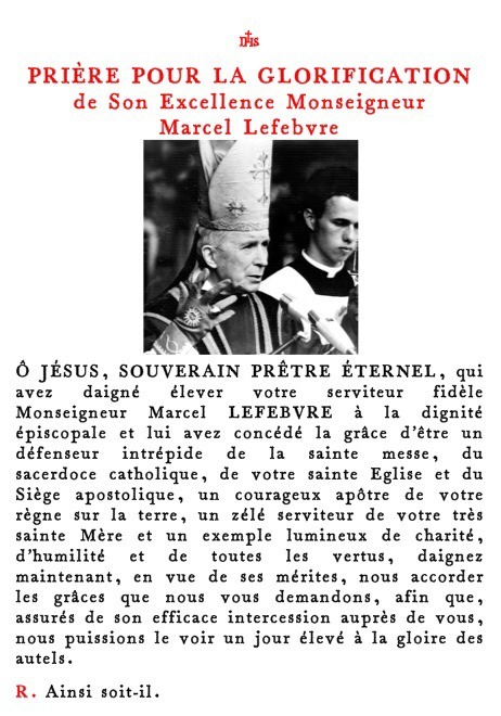 Prière pour la glorification de Mgr Marcel Lefebvre